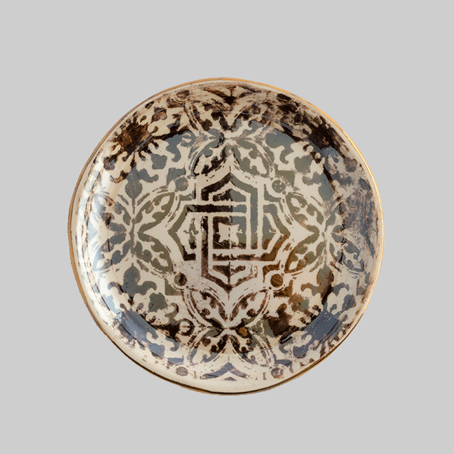 بشقاب گرد سرامیکی حوض آبی